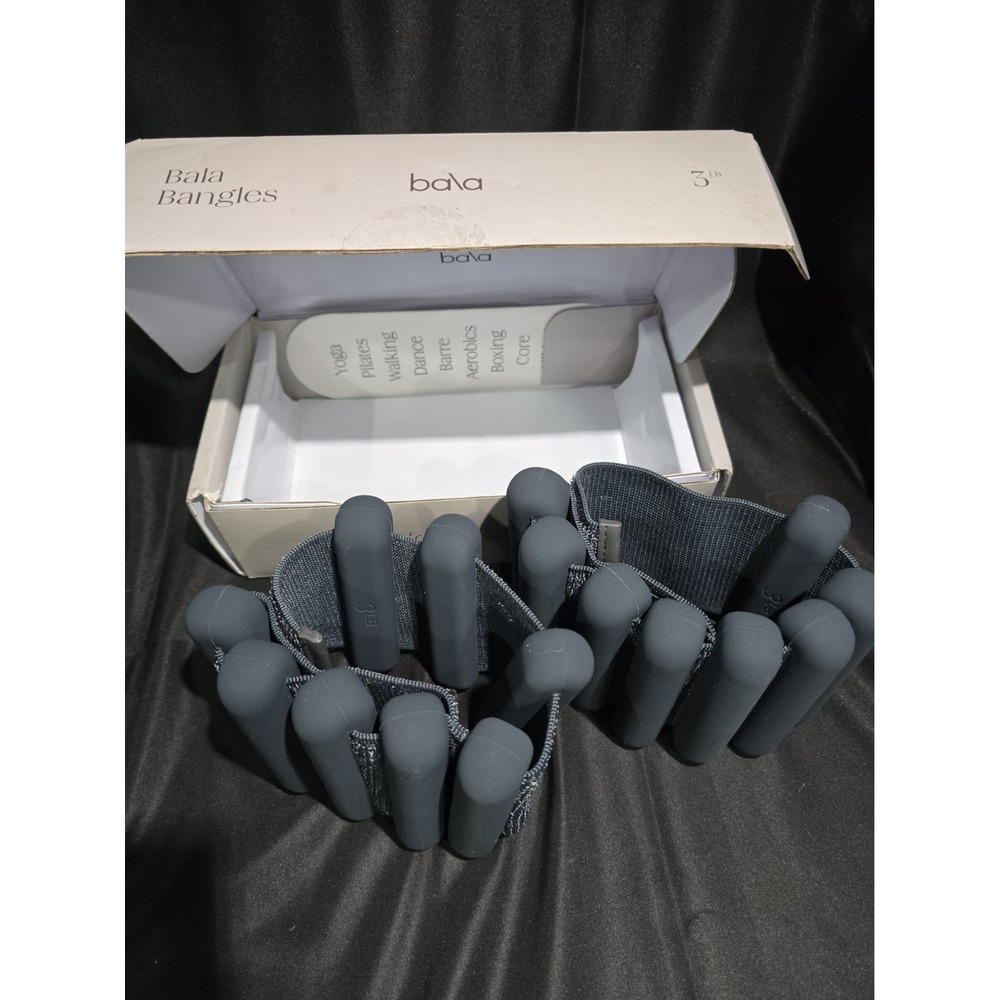 Bala Bangles Pair Wrist Ankle Weights 3lb Each Charcoal Gray Silicone Adjustable - Picture 4 of 4